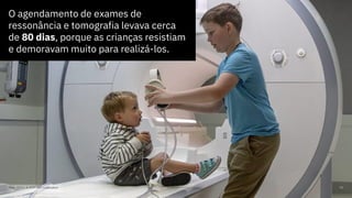 Maio, 2019 / © 2019 IBM Corporation 50
O agendamento de exames de
ressonância e tomografia levava cerca
de 80 dias, porque as crianças resistiam
e demoravam muito para realizá-los.
 
