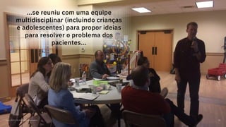 Maio, 2019 / © 2019 IBM Corporation 54
...se reuniu com uma equipe
multidisciplinar (incluindo crianças
e adolescentes) para propor ideias
para resolver o problema dos
pacientes...
 