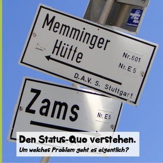 Den Status-Quo verstehen.
Um welches Problem geht es eigentlich?

 