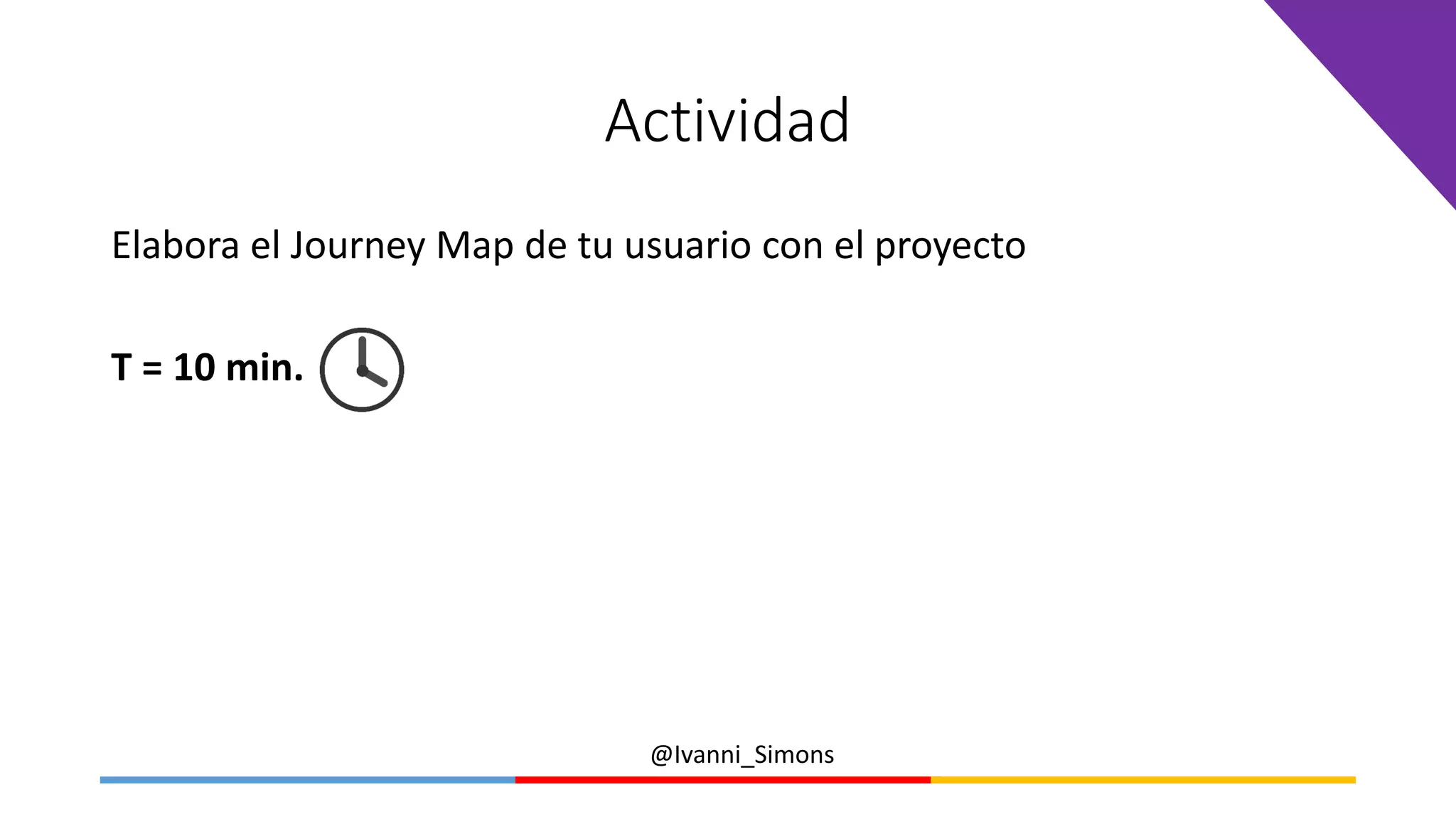 @Ivanni_Simons
Actividad
Elabora el Journey Map de tu usuario con el proyecto
T = 10 min.
 