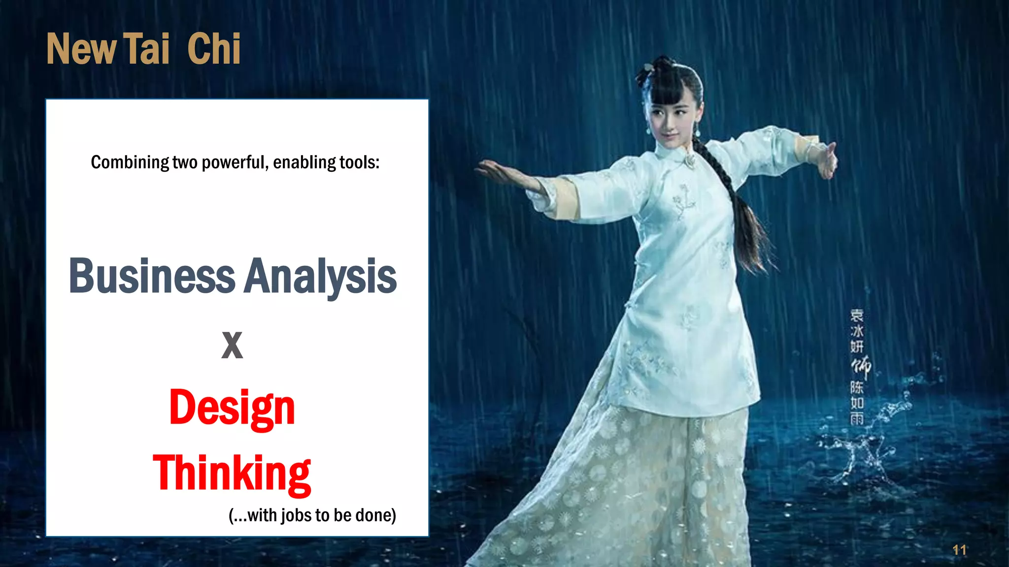 Copyright © 2018 IQbusiness
New Tai Chi
Business Analysis
x
Design
Thinking
11
Combining two powerful, enabling tools:
(…with jobs to be done)
 
