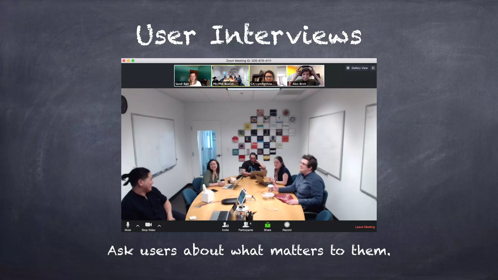 User Interviews
Ask users about what matters to them.
 