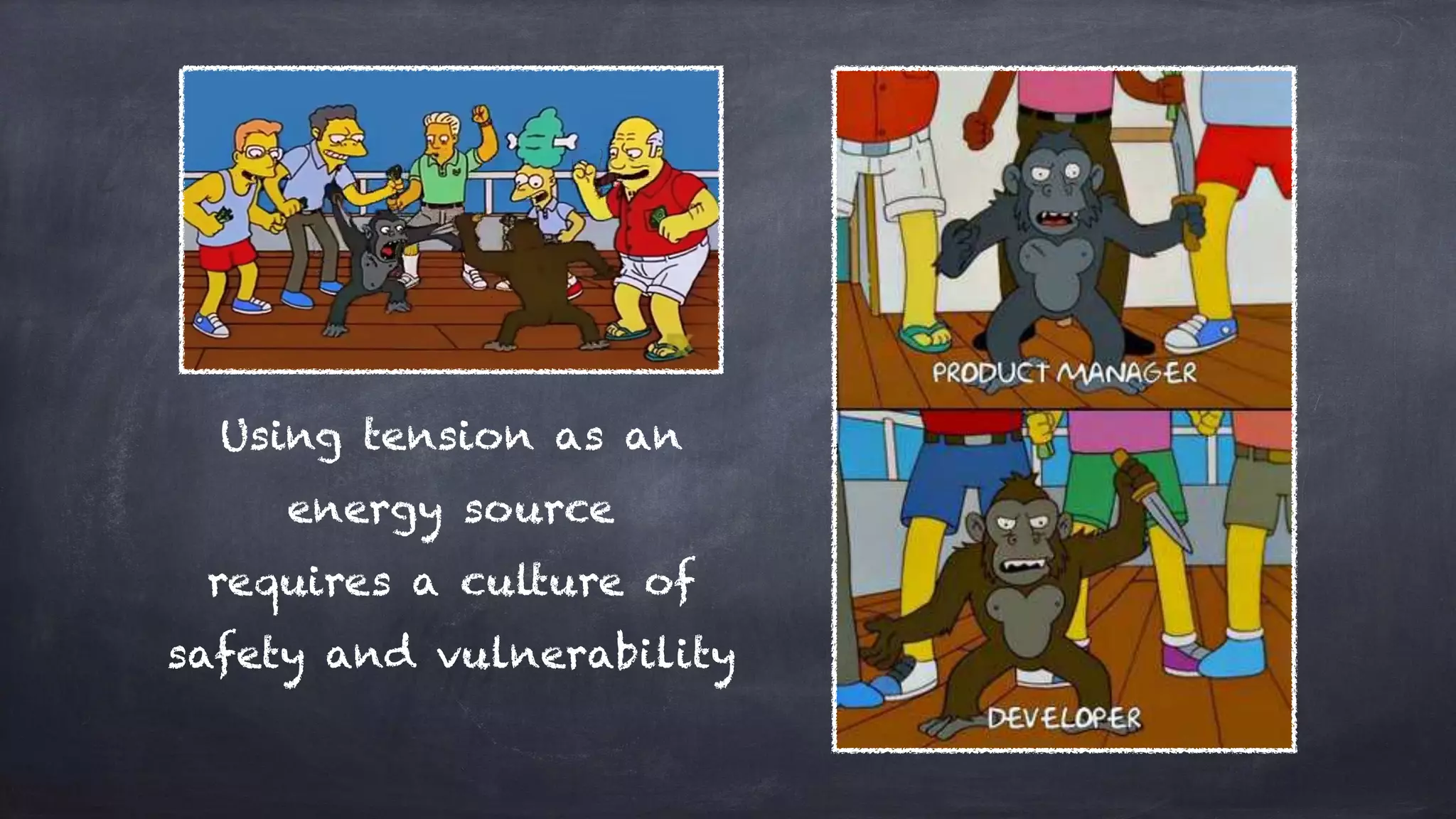 Using tension as an
energy source
requires a culture of
safety and vulnerability
 