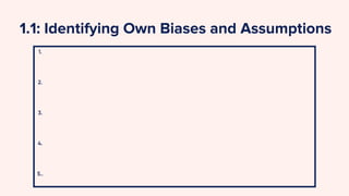 1.1: Identifying Own Biases and Assumptions
1.
2.
3.
4.
5..
 