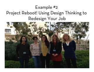 Example #2
Project Reboot! Using Design Thinking to
Redesign Your Job
75
 