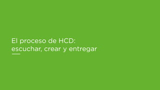 El proceso de HCD:
escuchar, crear y entregar
 