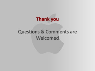 Thank you
Questions & Comments are
Welcomed
 