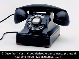 O Desenho Industrial popularizou o pensamento projetual.
Aparelho Model 320 (Dreyfuss, 1937).
 