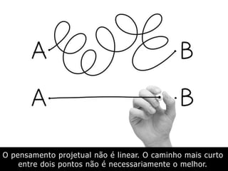 O pensamento projetual não é linear. O caminho mais curto
entre dois pontos não é necessariamente o melhor.
 