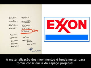 A materialização dos movimentos é fundamental para
tomar consciência do espaço projetual.
 