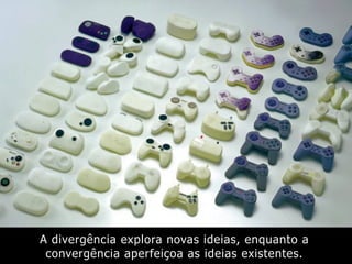A divergência explora novas ideias, enquanto a
convergência aperfeiçoa as ideias existentes.
 