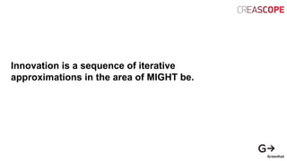 Innovation is a sequence of iterative
approximations in the area of MIGHT be.
 