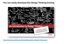 You can easily download this Design Thinking training
https://dschool.stanford.edu/s/Facilitators-Guide_Design-Thinking.pdf
 