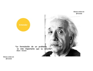 Moises.cielak.net
@mcielak
Moises.cielak.net
@mcielak
“La formulación de un problema,
es más importante que su solución”.
Albert Einstein
Entender
 