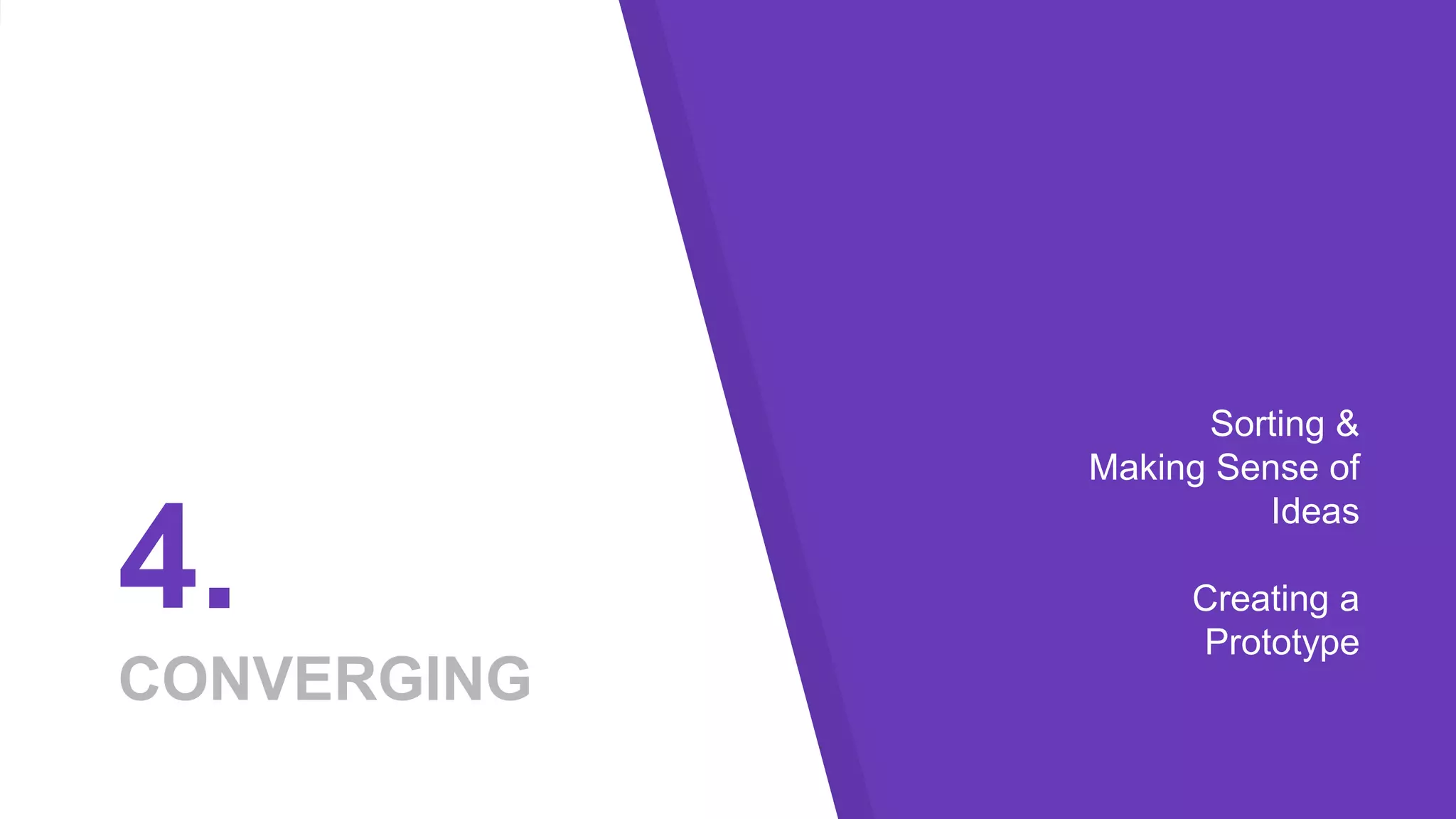 4.
CONVERGING
Sorting &
Making Sense of
Ideas
Creating a
Prototype
 