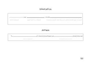122
‫المشكلة‬ ‫تأطير‬ ‫بيان‬
‫النظر‬ ‫وجهة‬
__________________________________________________
‫من‬ ‫يعاني‬
____________________________
‫بسبب‬
______________________
‫االشخ‬ /‫الزبون‬ /‫المستخدم‬
‫ا‬ ‫اللوتس‬ ‫زهرة‬ ‫اداة‬ ‫من‬ ‫المشكلة‬ )‫للمستخدم‬ ‫الشخصي‬ ‫الملف‬ ‫مخطط‬ ‫(من‬ ‫المتأثرين‬ ‫اص‬
‫الداخلية‬ ‫لمعلومات‬
‫مساعدة‬ ‫يمكننا‬ ‫كيف‬
_____________________________
_
‫الخ‬...‫يمتلك‬/‫حل‬/‫االستمتاع‬/‫تحقيق‬ ‫في‬
________________________
_______________
‫؟‬
‫المستفيد‬/‫الزبون‬/‫المستخدم‬
‫ورغباتهم‬ ‫احتياجاتهم‬
 