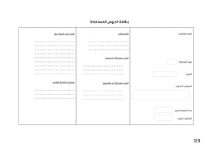 129
‫المستفادة‬ ‫الدروس‬ ‫بطاقة‬
:‫بها‬ ‫القيام‬ ‫يجب‬ ‫اشياء‬
- - - - - - - - - - - - - - - - - - - - - - - - -
- - - - - - - - - - - - - - - - - - - - - - - - -
- - - - - - - - - - - - - - - - - - - - - - - - -
- - - - - - - - - - - - - - - - - - - - - - - - -
- - - - - - - - - - - - - - - - - - - - - - - - -
- - - - - - - - - - - - - - - - - - - - - - - - -
- - - - - - - - - - - - - - - - - - - - - - - - -
- - - - - - - - - - - - - - - - - - - - - - - - -
- - - - - - - - - - - - - - - - - - - - - - - - -
:‫القادم‬ ‫لالختبار‬ ‫توصيات‬
- - - - - - - - - - - - - - - - - - - - - - - - -
- - - - - - - - - - - - - - - - - - - - - - - - -
- - - - - - - - - - - - - - - - - - - - - - - - -
:‫المالحظات‬
- - - - - - - - - - - - - - - - - - - - - - - - -
- - - - - - - - - - - - - - - - - - - - - - - - -
- - - - - - - - - - - - - - - - - - - - - - - - -
:‫المشروع‬ ‫اسم‬
:‫المحاولة‬ ‫رقم‬
:‫التاريخ‬
:‫العنوان‬ /‫الموقع‬
:‫المستخدمين‬ ‫عدد‬
:‫الكلية‬ ‫التكلفة‬
:‫اعجبتهم‬ ‫مشتركة‬ ‫اشياء‬
- - - - - - - - - - - - - - - - - - - - - - - - -
- - - - - - - - - - - - - - - - - - - - - - - - -
- - - - - - - - - - - - - - - - - - - - - - - - -
:‫تعجبهم‬ ‫لم‬ ‫مشتركة‬ ‫اشياء‬
- - - - - - - - - - - - - - - - - - - - - - - - -
- - - - - - - - - - - - - - - - - - - - - - - - -
- - - - - - - - - - - - - - - - - - - - - - - - -
 