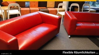 © SAP 2013 | AG. All rights reserved.
   © 2013 SAP 19
                                        Flexible Räumlichkeiten …
                                                         © SAP
                                                         Public   201219 19
                                                                       |
 