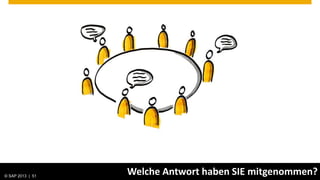 © SAP 2013 | AG. All rights reserved.
   © 2013 SAP 51
                                        Welche Antwort haben SIE mitgenommen?
                                                                      Public   51
 