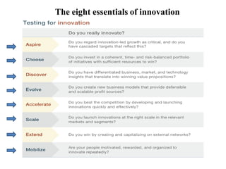 The eight essentials of innovation
 