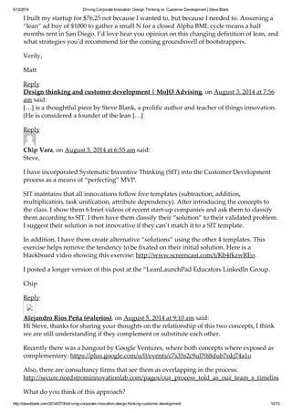 Design thinking vs. Customer Development - Steve Blank