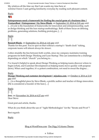 Design thinking vs. Customer Development - Steve Blank