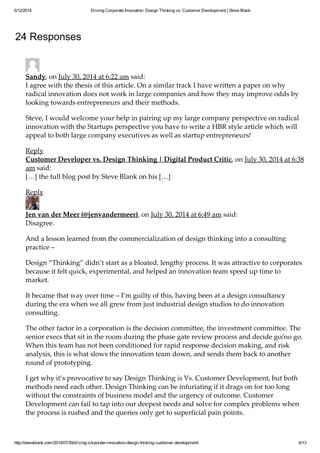 Design thinking vs. Customer Development - Steve Blank