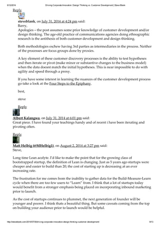 Design thinking vs. Customer Development - Steve Blank