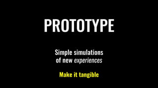 PROTOTYPE
Simple simulations
of new experiences
Make it tangible
 