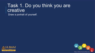 Task 1. Do you think you are
creative
Draw a portrait of yourself.
 