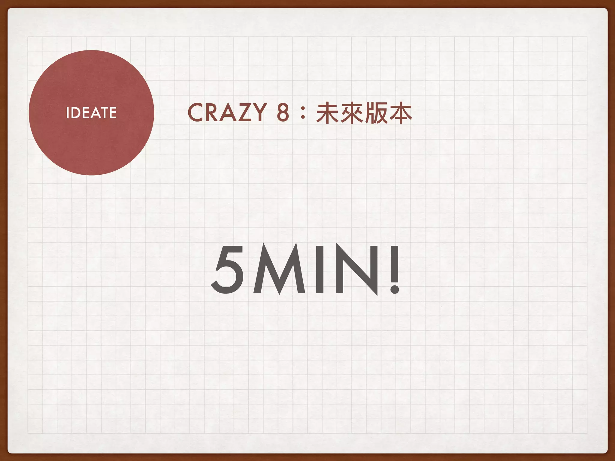 IDEATE CRAZY 8
5MIN!
 