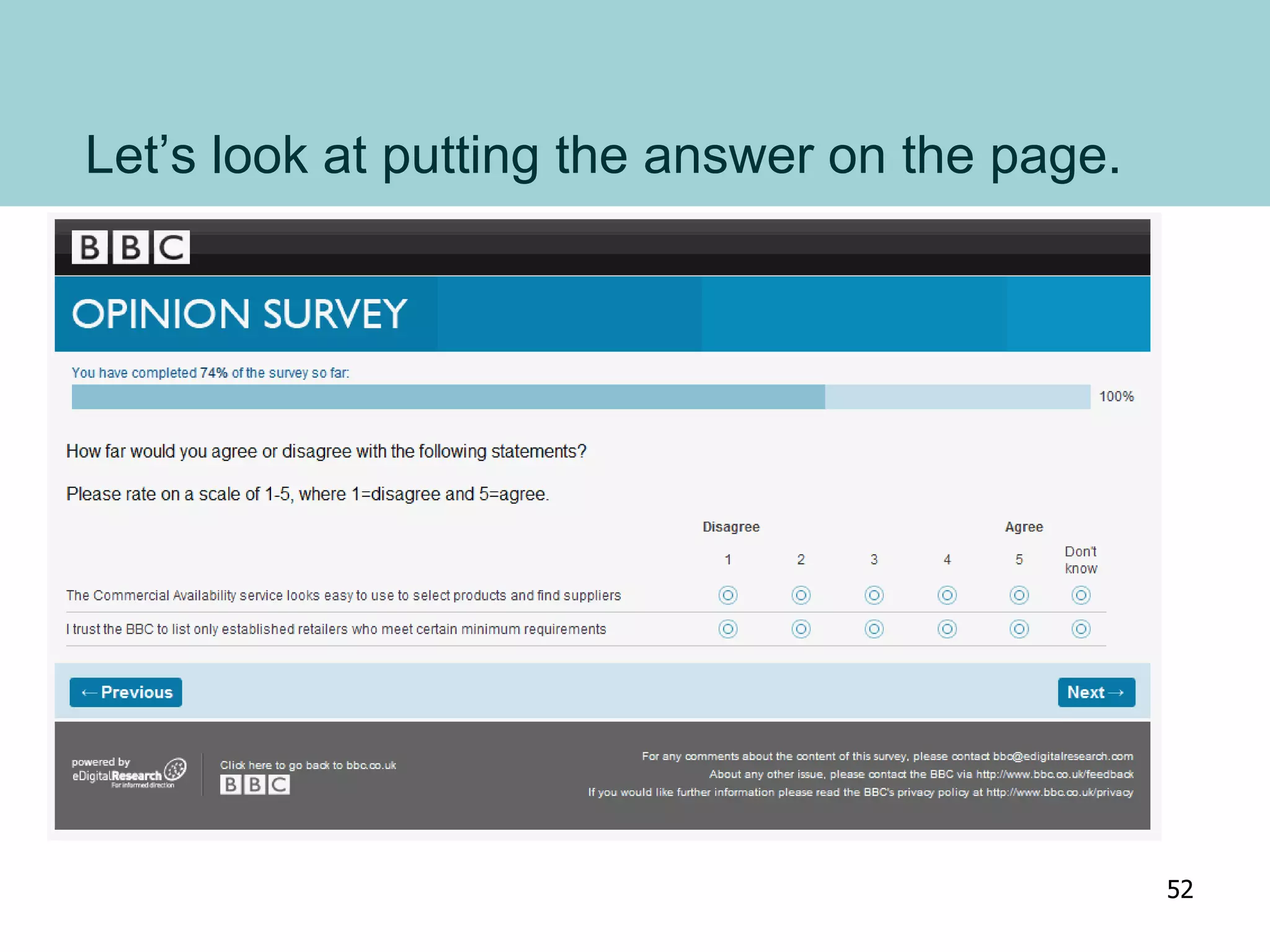 Let’s look at putting the answer on the page.
52
 