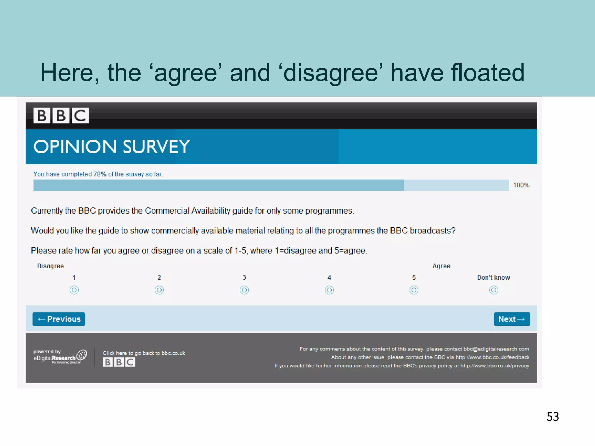 Here, the ‘agree’ and ‘disagree’ have floated
53
 