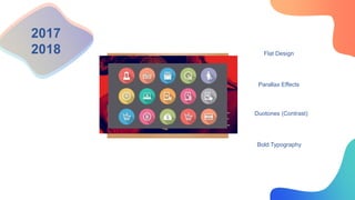 2017
2018 Flat Design
Parallax Effects
Duotones (Contrast)
Bold Typography
 