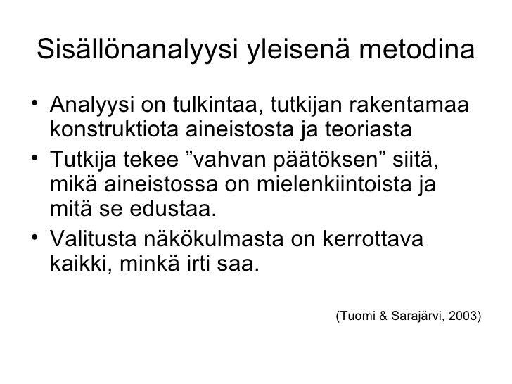Teoriasidonnainen Sisällönanalyysi Teoriasidonnainen Sisällönanalyysi