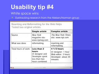Usability tip #4  White space wins Eyetracking research from the Nielsen/Norman group 