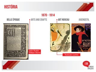 HISTÓRIA
                                 1870 - 1914
 Belle ÉpOque   • arts and crafts              • art noveau              jugendstil




                John Ruskin
                William Morris
                                                      Toulouse Lautrec
 
