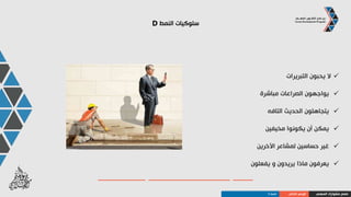 ‫المهني‬ ‫مشوارك‬ ‫صمم‬‫الذاتي‬ ‫الوعي‬‫النمط‬D
‫النمط‬D‫مختلفة‬ ‫أدوار‬ ‫في‬
‫كطالب‬:‫الغالب‬ ‫في‬ ‫اإلجابات‬ ‫يعرفون‬
‫بوضوح‬ ‫آرائهم‬ ‫عن‬ ‫يعبرون‬
‫المواضيع‬ ‫في‬ ‫حاسمة‬ ‫مواقفهم‬
‫العلم‬ ‫معرفة‬ ‫يتحدون‬
ً‫ا‬‫بطيئ‬ ‫الدرس‬ ‫يكون‬ ‫عندما‬ ‫بالملل‬ ‫يشعرون‬
‫أمام‬ ‫بالتقديم‬ ‫يستمتعون‬‫الفصل‬
 