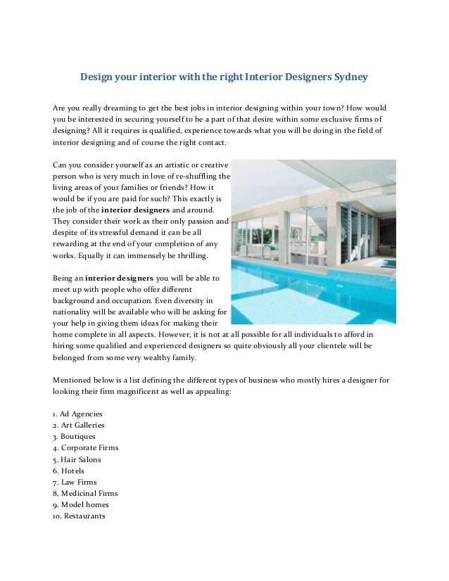 Design Your Interior With The Right Interior Designers Sydney
