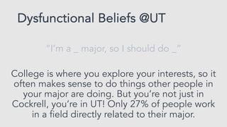 Dysfunctional Beliefs @UT
”I need to work for a top company”
 