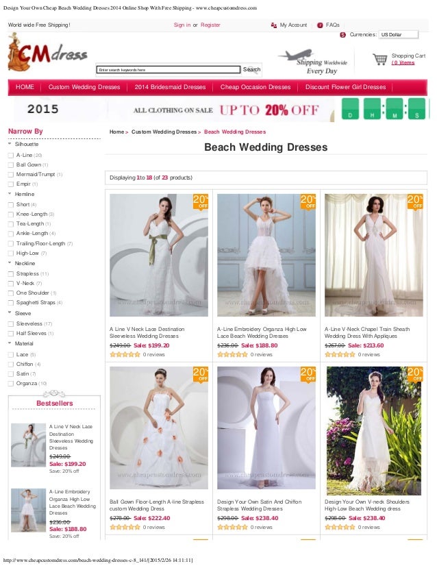 Design Your Own Cheap Beach Wedding Dresses 2014 Online Shop With Fre
