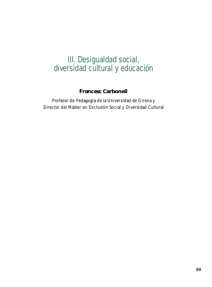 Desigualdad social, diversidad cultural y educacion