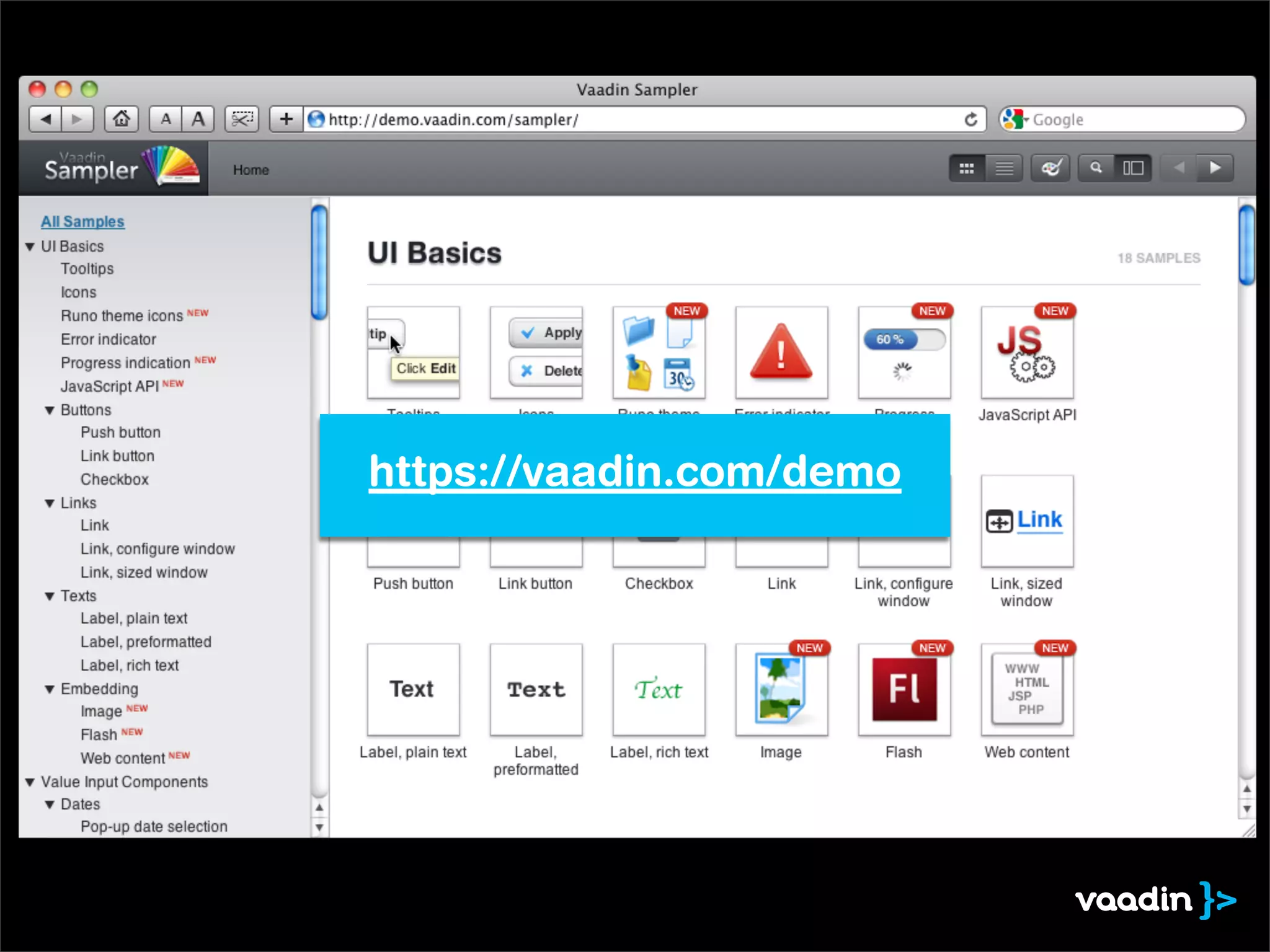 https://vaadin.com/demo
 