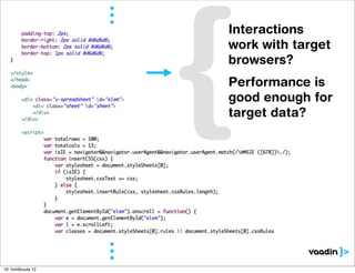 Interactions
                    work with target
                    browsers?
                    Performance is
                    good enough for
                    target data?




16. huhtikuuta 12
 