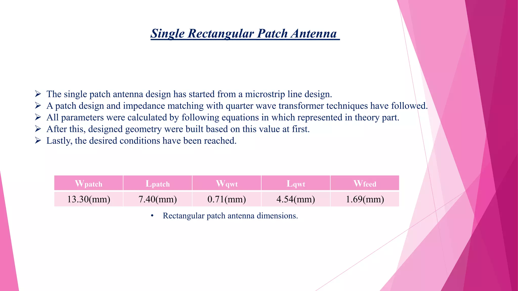 Parameter Patch Desing of a rectangular patch antenna | PDF