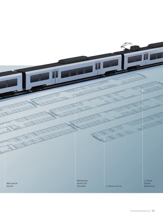 Mehrzweck­                                    2. Klasse
Mehrzweck­   bereich für                                   Airline­
bereich      Fahrräder     2. Klasse vis­a­vis             Bestuhlung




                                                 Innenausstattung 13
 
