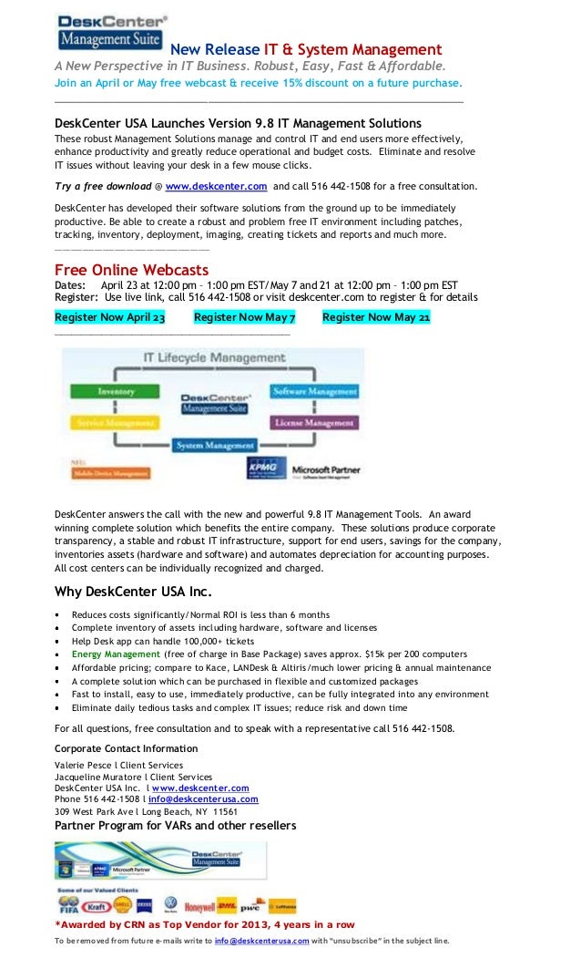 it lifecycle management solutions free download by deskcenter usa