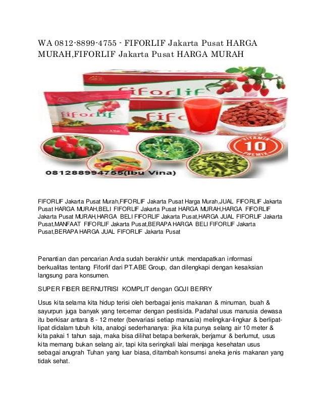 WA 0812-8899-4755 - FIFORLIF Jakarta Pusat HARGA MURAH 