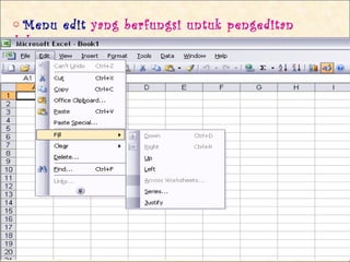 ☺ Menu edit yang berfungsi untuk pengeditan
dokumen.
 