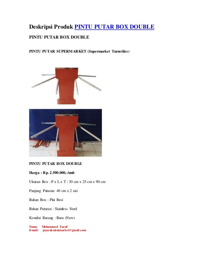  Deskripsi produk pintu putar box double